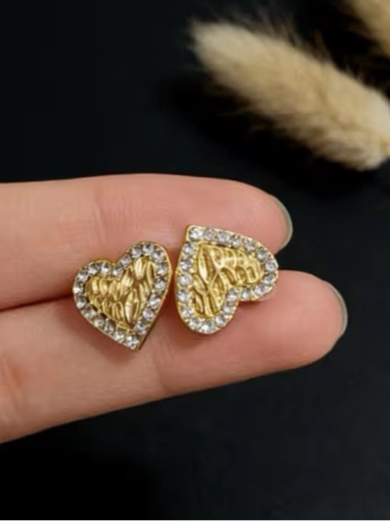 Big Jewelry Co Jewelry - Gold Heart Crystal Halo Stud Earrings - Women's Fashion Jewelry